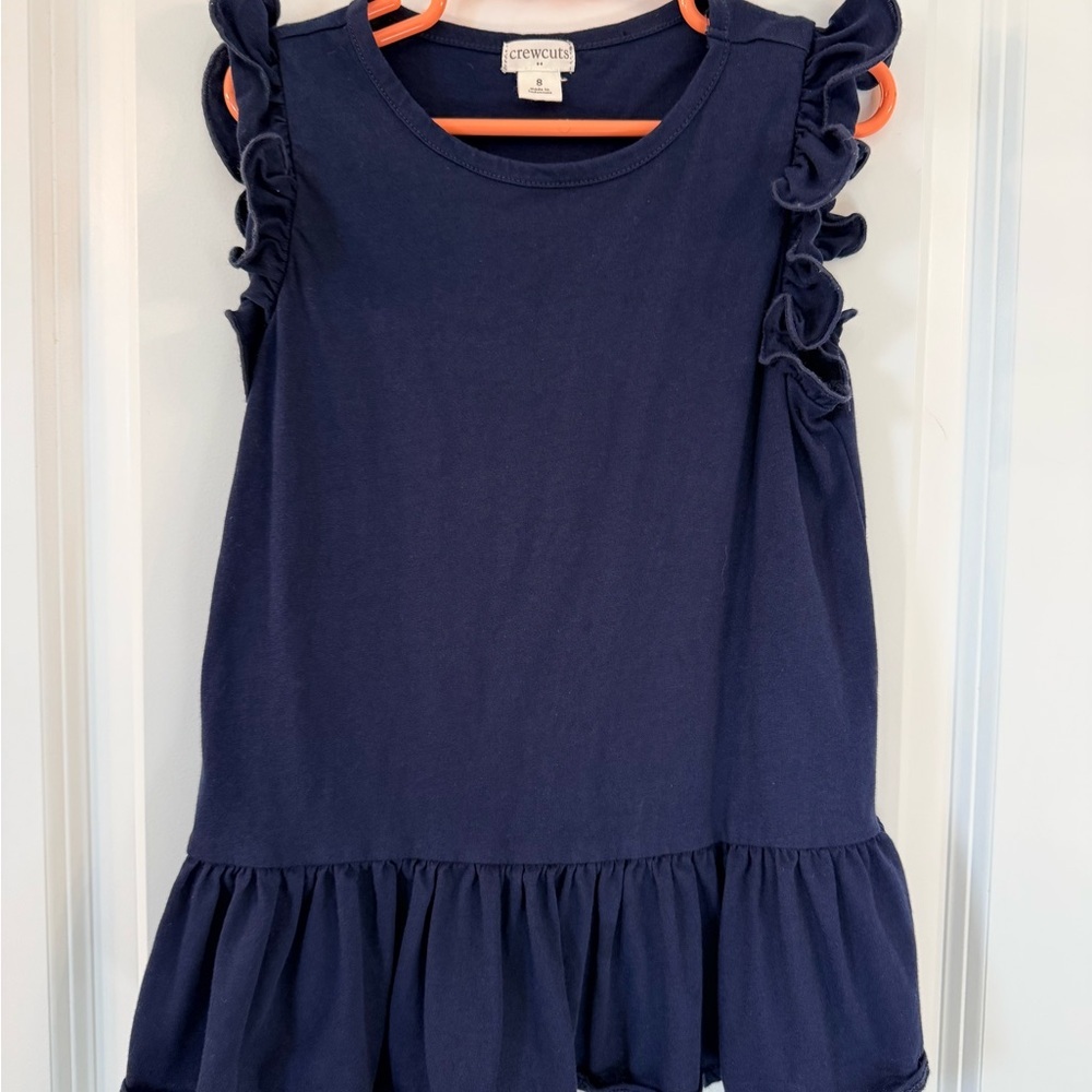 Crewcuts Navy Ruffle Sleeve Cotton Tunic/dress (size 8)